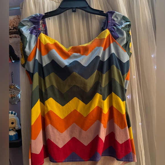 Excellent condition Collectif Mainline Dolores Rainbow Chevron Top - Picture 6 of 8